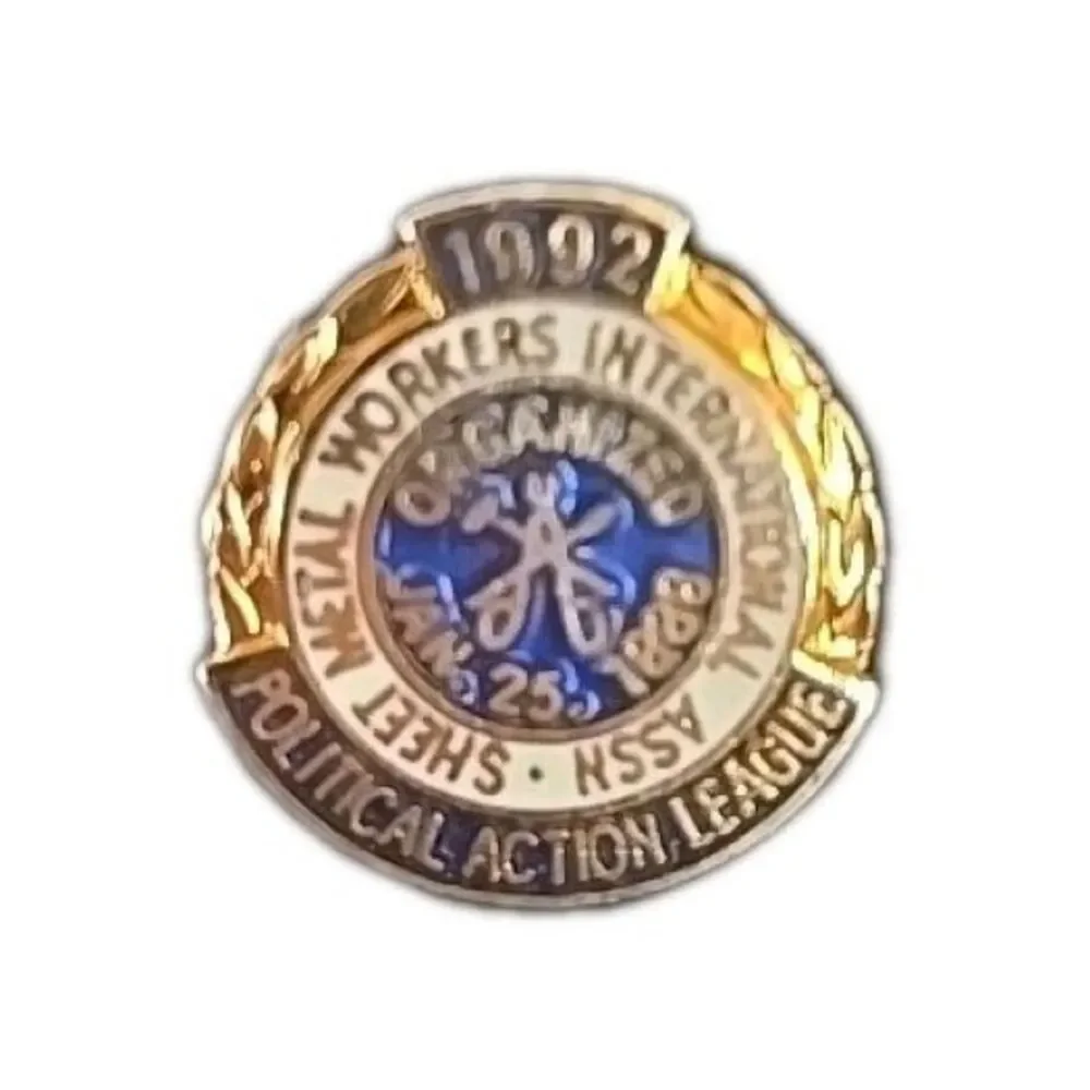 Sheet Metal Workers International 1992 Gold Tone Small Pin 5/8 Inch